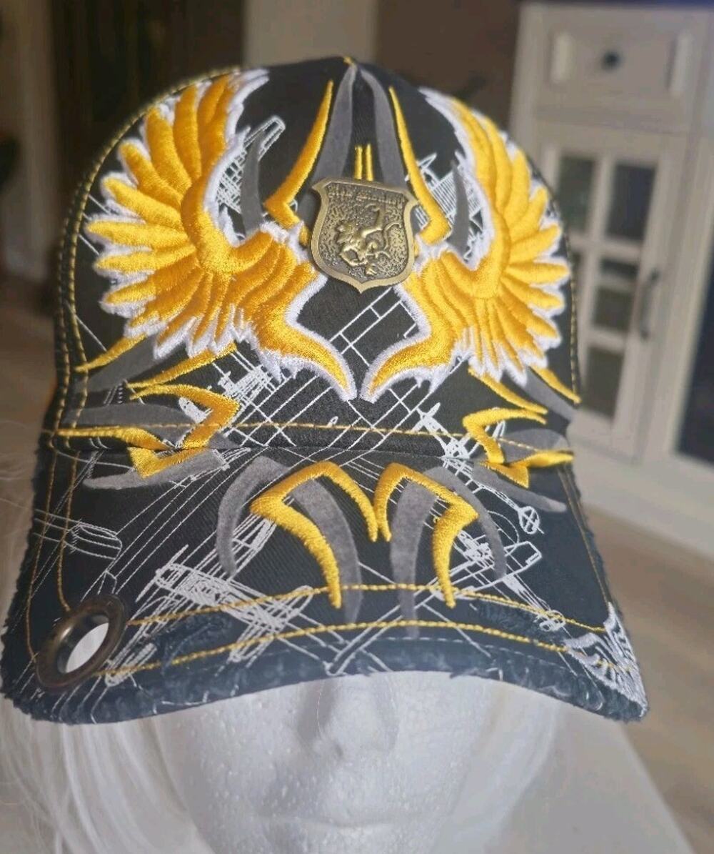 Red Monkey Torry Pendergrass NWT Double Eagle Trucker Hat Gold Black